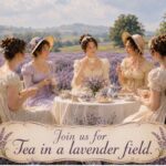 Decorative picture of tea in a lavender field.